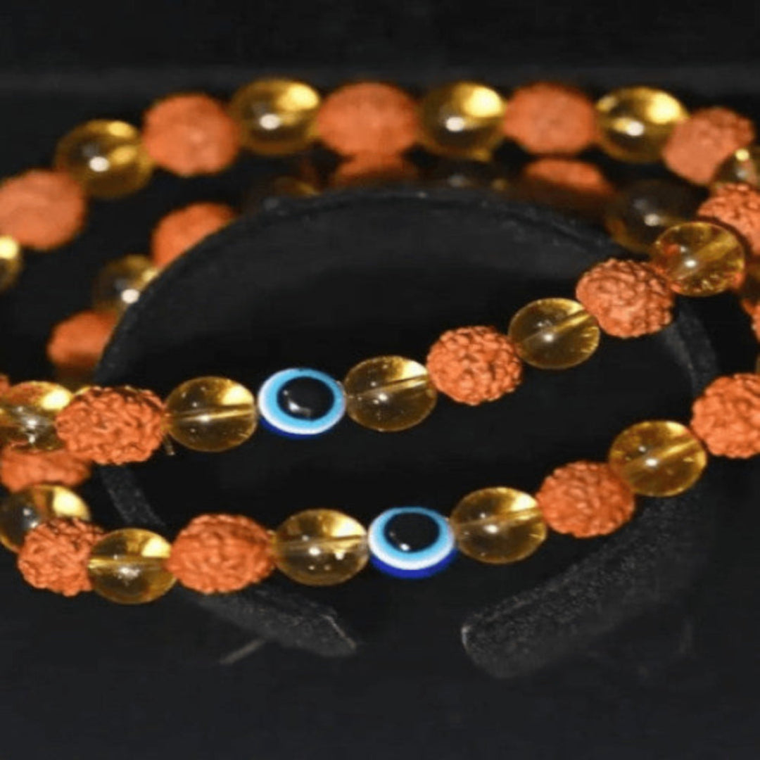 Rudraksha Citrine Crystal Bracelet (Buy One Get One Free)