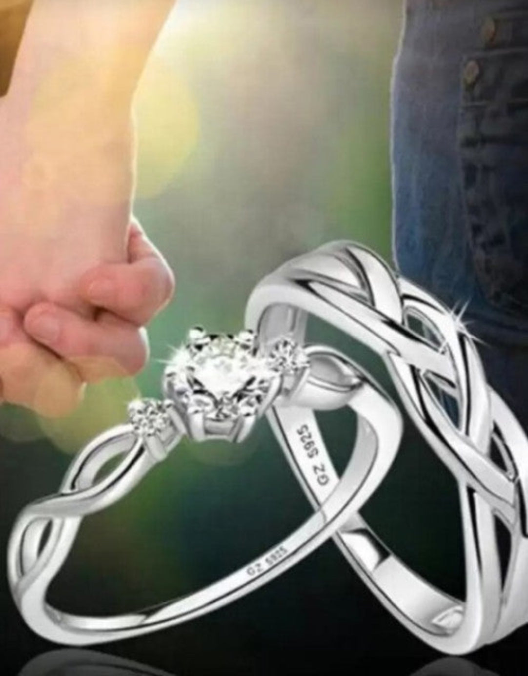 silver stylish king Queen design Copper Silver Plated Ring Set