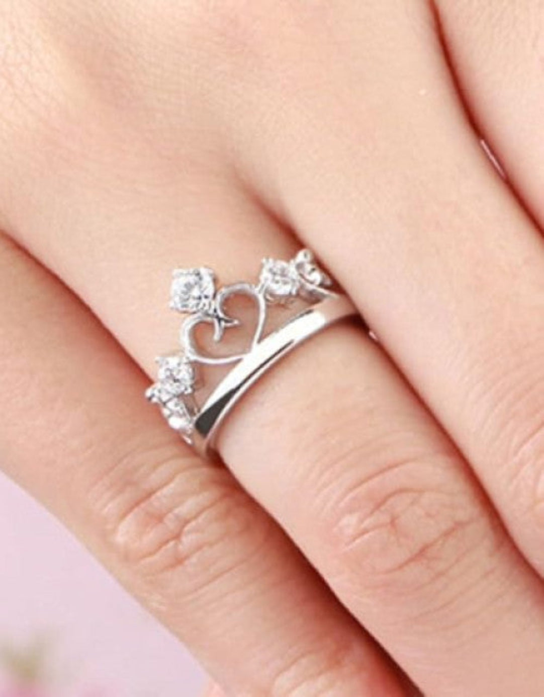 Sterling Silver Swarovski Elements Adjustable Couple Rings .