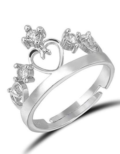 Sterling Silver Swarovski Elements Adjustable Couple Rings .